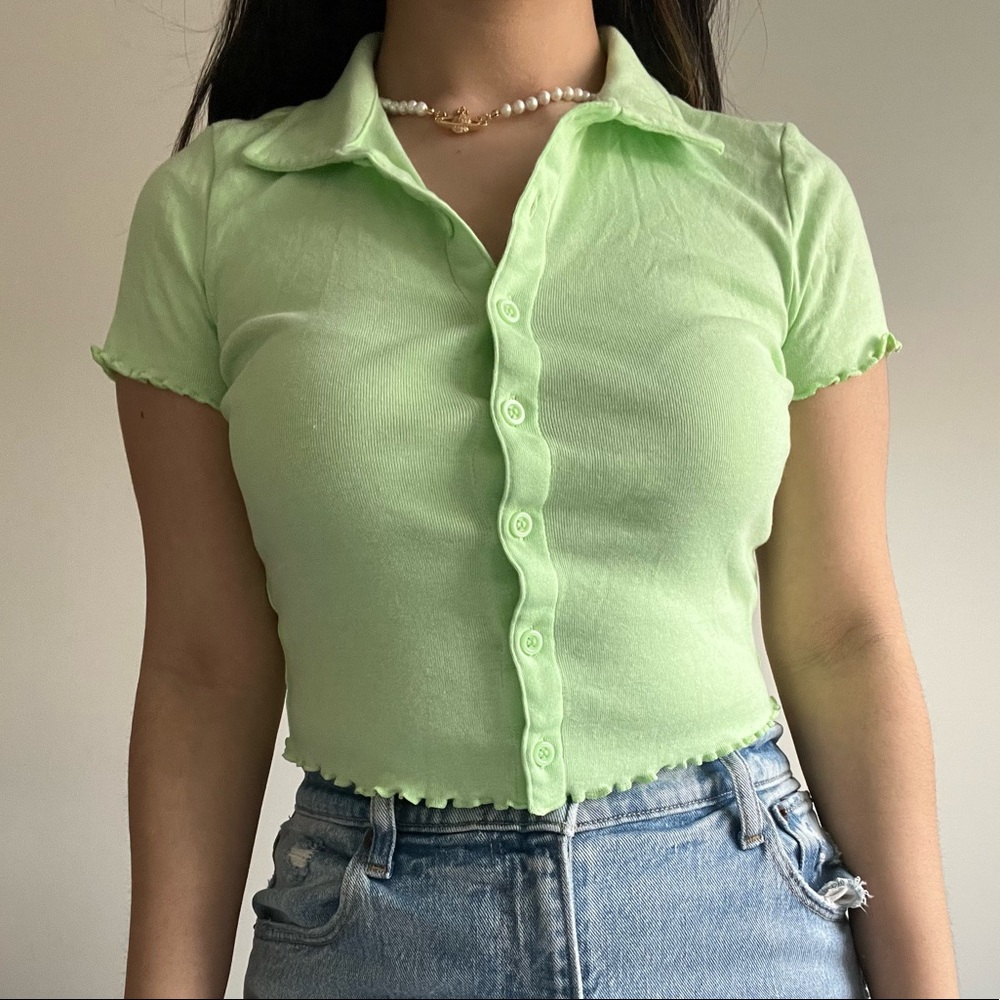 H&M Green Crop Top Shirt
